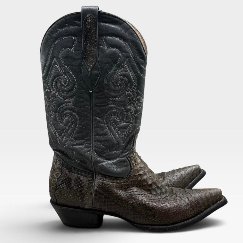 Corral Cowboy Boots Mens 8 EE Snakeskin Exotic Leather Pointed Toe Gray Brown